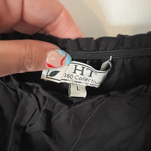 HT 360 Black Tiered Ruffle Tank L Cotton Adjustable Straps - Picture 3 of 4